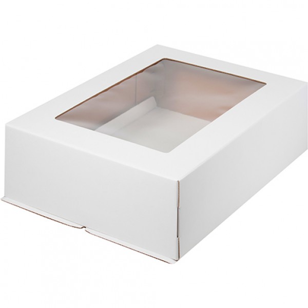 Коробка для торта с окном (белая) гофрокартон, 300*400*120 мм
