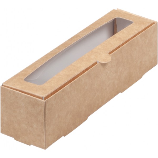 Коробка для макарон с окошком (крафт), 210*55*55мм