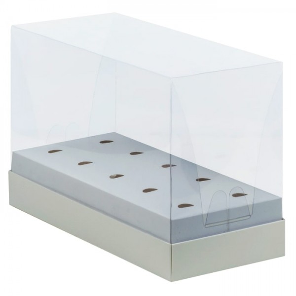 Коробка под кейк-попсы с пластиковой крышкой (белая), 240*110*160 мм