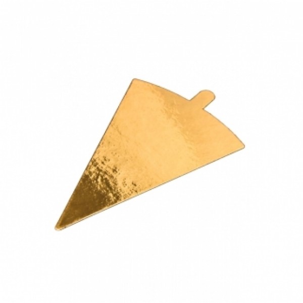 Подложка для пирожного треугольная (золото, белая) с ручкой (10 шт.), 11,8*11,8*9,6 см