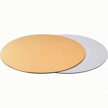 Подложка для торта круглая (золото, белая) d 28 см, 1,5 мм 