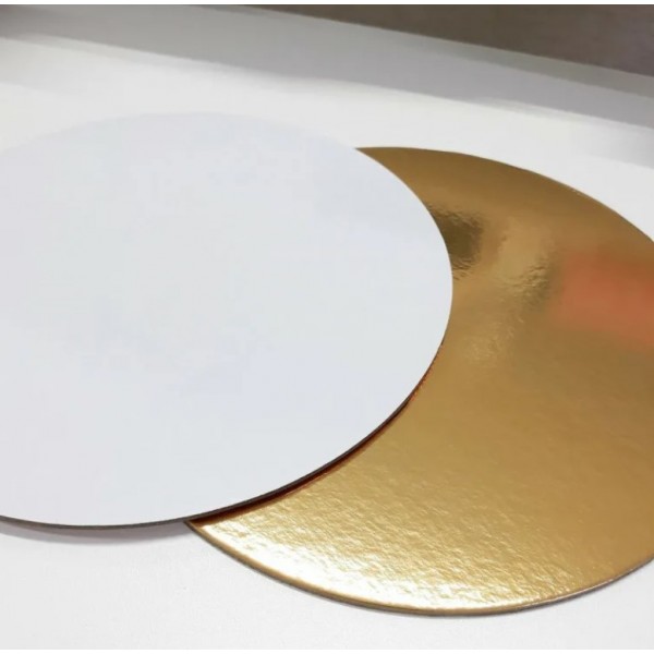 Подложка для торта круглая (золото, белая) d 20 см, 3,2 мм 