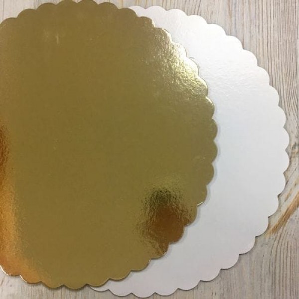 Подложка для торта фигурная "Ромашка" (золото, белая) d 24 см, 3,2  мм 