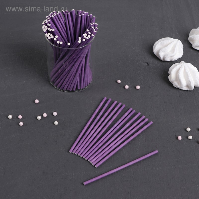 Палочки для кейкпопсов, 10×0,3 см, цвет фиолетовый, 20 шт