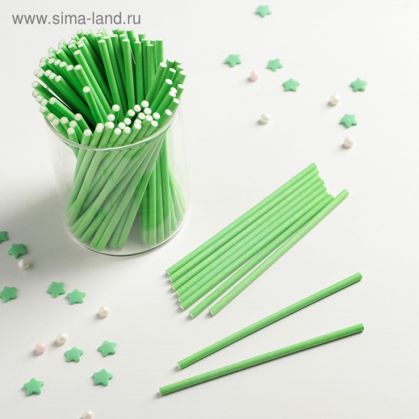 Палочки для кейкпопсов, 10×0,3 см, цвет зелёный, 20 шт