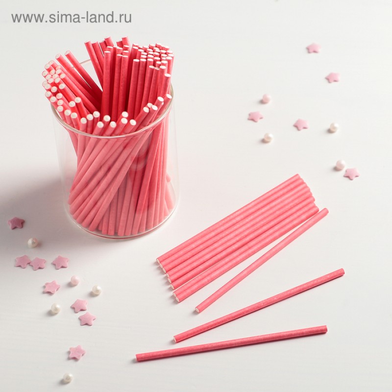 Палочки для кейкпопсов, 10×0,3 см, цвет розовый, 20 шт