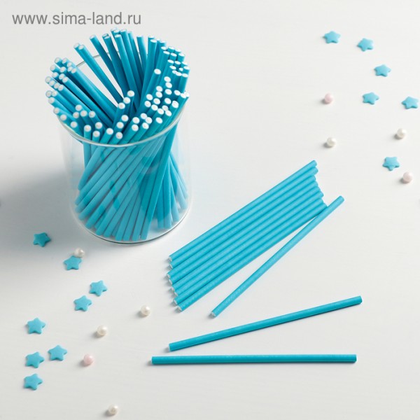 Палочки для кейкпопсов, 10×0,3 см, цвет синий, 20 шт