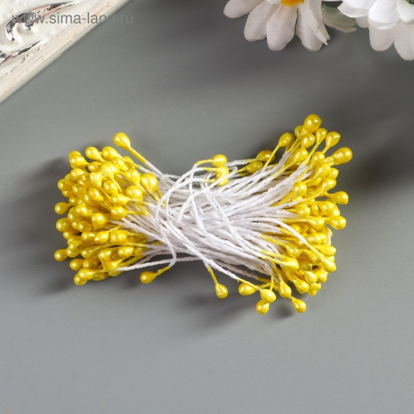 Тычинки для искусственных цветов "Капельки светло-жёлтые" (набор 130 шт), длина 6 см