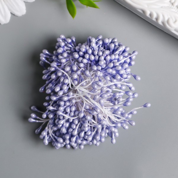 Тычинки для цветов "Капельки глянец фиолетовые" (набор 300 шт), длина 6 см