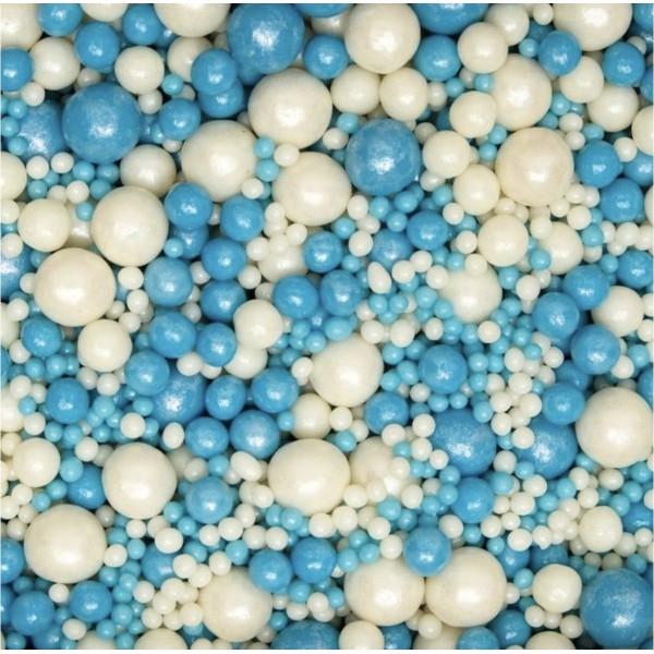 Воздушный рис в глазури серебро, голубой, 100 гр