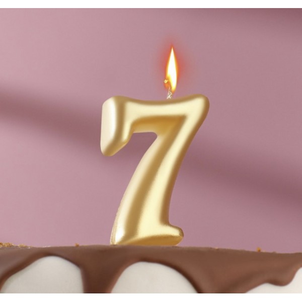 Свеча для торта цифра "Овал" золотая "7"