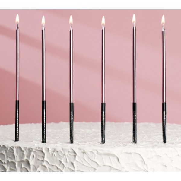 Свечи в торт "Праздник", 6 шт,розовый с чёрным