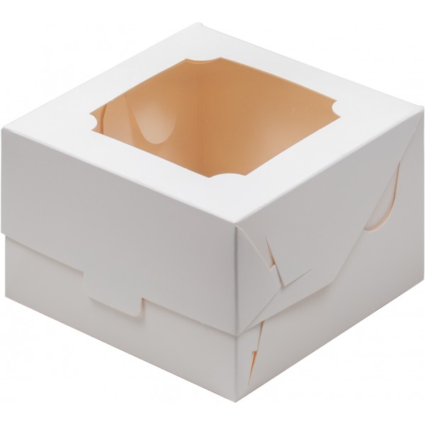 Коробка для бенто-торта с окном, 160*160*80 (белая)