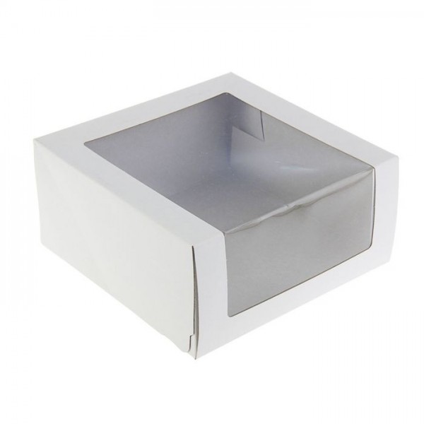Коробка для бенто-торта с окном 180*180*100 мм, белая