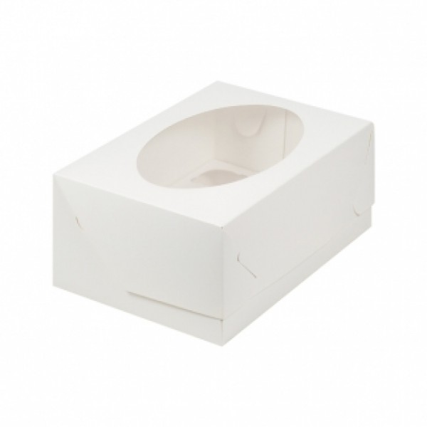 Коробка под 12 капкейков с круглым окошком (белая), 320*235*100 мм
